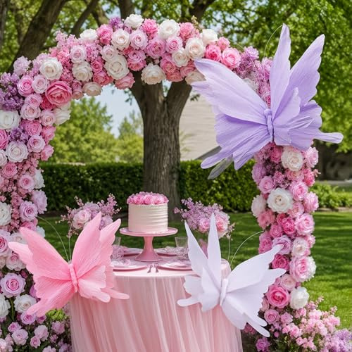 3 Pcs Large Butterfly Party Decorations Hanging 3D Crepe Paper Butterfly Decoration Mariposas Grandes para Decoracion for Wedding Party Birthday Baby Shower Garden(Purple, Pink, White,11inch,20 Inch)