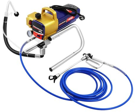 Airless-Farbsprühsystem 1500W Profi, Hochdruck-Farbspritzgerät mit Manometer & Schutz, für Ölfarben/Dispersionsfarben/Rostschutz (Industriegebäude)
