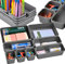 Retoo Juego de 8 organizadores de cajones, cajones de plástico en 3 tamaños, cajas organizadoras para cajones, cocina, baño, oficina, escritorio, cajas organizadoras, gris