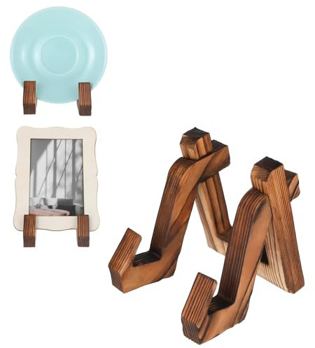 Gjinxi Plate Display Stand Recipe Book Stand for Kitchen 4 Inch Wooden Cookbook Holder for Display Stands Decorative Picture Frame Dish Photo Plaque Platter Farmhouse Cook Book Stands for Reading