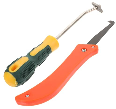LIFKOME Aplicador Mortero Juntas 2 Herramientas de Tungsteno para Quitar Lechada y Removedor de Sellador, Kit de Raspador para Juntas de Baldosas Mango de Abs y Goma Color Aleatorio