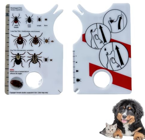 Ti/ck Card for Humans,Ti/ck Remover Tools for Dogs,T/ick Remover with Magnifying Glass,T/ick Scale Card,Tic/k Remover Card,Tic/k Remover for Cats,Portable Ti-ck Removal Tool, Easy Ti-ck Tweezers