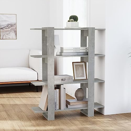 BOWEKAM Armadietto per libri, divisorio in cemento grigio, 100 x 30 x 123,5 cm, per mobili, scaffali, librerie e mensole