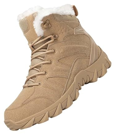Generisch Winterstiefel Herren Gefüttert, Winter Schneestiefel, Wanderstiefel Einfarbig Outdoorstiefel Rutschfest Trekkingschuhe Hochschaft Stiefel Flach Thermostiefel Weich Stiefeletten Warm