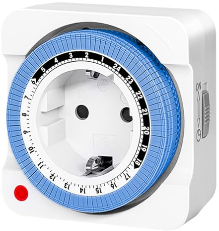 Temporizador mecánico con enchufe, temporizador analógico para interiores con 96 segmentos, intervalo de conmutación de 15 minutos, ciclo de encendido/apagado diario, para decoración navideña