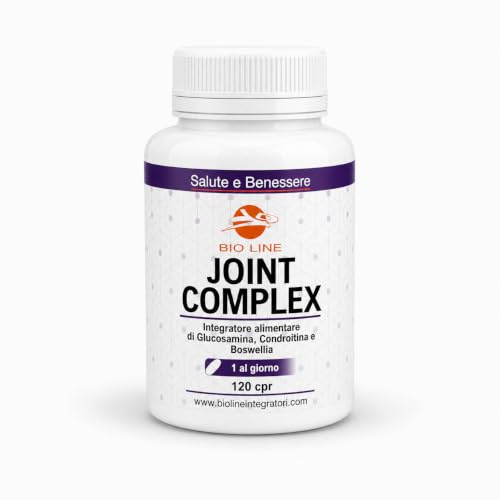 Laboratori Bio Line JOINT COMPLEX - Integratore Utile per le Articolazioni a Base di Glucosamina Condroitina e Boswellia Alto Dosaggio (120 Compresse) Aiuto per Cartilagine ed Articolazioni
