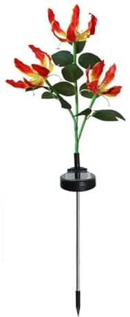 Opatiny Lampes de jardin à énergie solaire LED en forme de nénuphar pour décoration extérieure, terrasse, pelouse et allée, 70 cm, météo - pour plastique, 6 à 12 heures d'éclairage