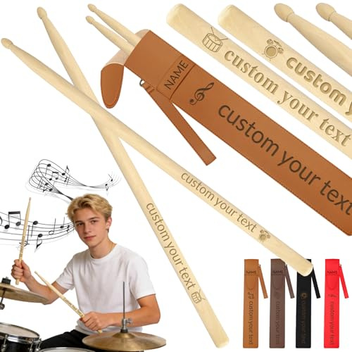 Custom Drum Sticks 5A Personalisierte Gravierte Ahorn Drumsticks mit Name/Text/Logo für Weihnachten, Geburtstag, Abschluss, Hochzeitsgeschenke für Musiker, Schlagzeuger, Bands