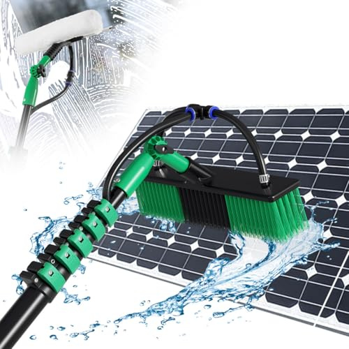 Peviasot Teleskop Waschbürste mit Teleskopstiel 7,2m, Wasserbesen mit Teleskopstiel aus Aluminium, 2-in-1 Teleskopbürste mit Wasseranschluss, Terrassendach Reiniger, Teleskopstange Fensterreinigung