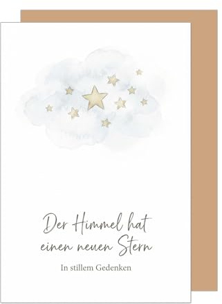 Edition Seidel Premium Trauerkarte mit Umschlag. Beileidskarte Kondolenzkarte Karte Klappkarte Spruch neuer Stern am Himmel Anteilnahme Trost Mitgefühl Sternenkind Baby einfühlsam Liebe (T1253 SW026)