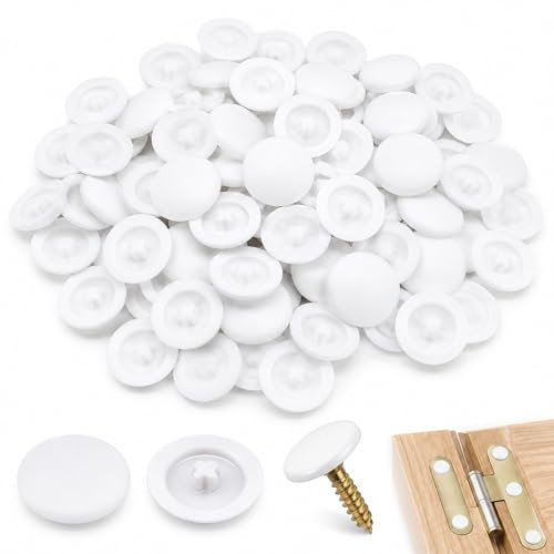 100 Pcs White Screw Caps Covers, 12mm Plastic Self Tapping Decorative Screw Caps, Snap In Cross Head Screws Protection Covers for Cabinet Furniture Assembly
