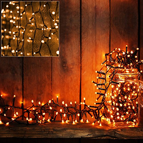 Deuba® Lichterkette 160 LED Außen Timer 8 Leuchtmodi IP44 Dimmbar Wetterfest Batterie Innen Weihnachten Weihnachtslichterkette Beleuchtung Warmweiß