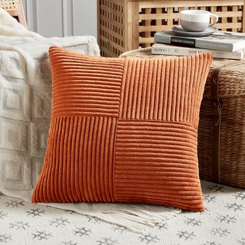 FDTERN 1 Stück Karamell Kissenbezug 45x45 cm Weich Kordsamt Kissenbezüge Kissenhülle Dekokissenbezug Sofakissen Dekokissen Boho Deko für Sofa Schlafzimmer Wohnzimmer Balkon (Ohne Kissenfüllung)