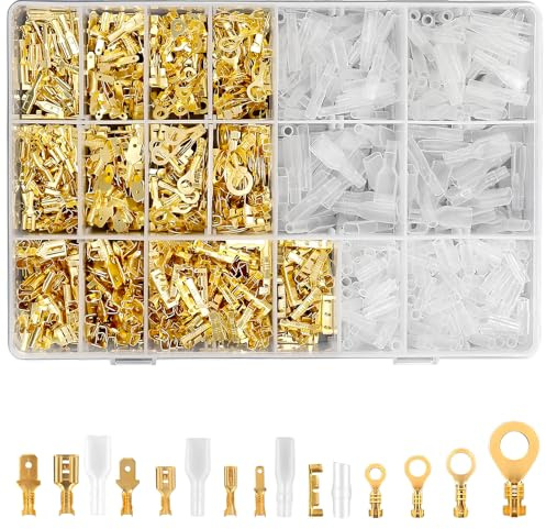 1000 Stück Kabelschuhe Flachstecker Flachsteckhülsen Set, Cosswe Kabelschuhe Flachstecker Flachsteckhülsen Set 2,8mm/4,8mm/6,3mm, M3/M4/M5/M6 ringkabelschuhe mit Isolierhülse Sortiment Kit