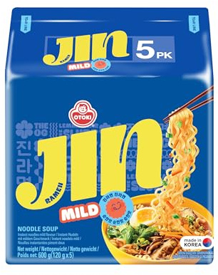 OTOKI Jin Ramen 5er Pack | Koreas beliebtester Ramen – Perfekt für Ramen-Einsteiger | Mild & aromatisch, in nur 3 Minuten fertig | Ideal als Snack oder Mahlzeit (5er Pack, Mild)