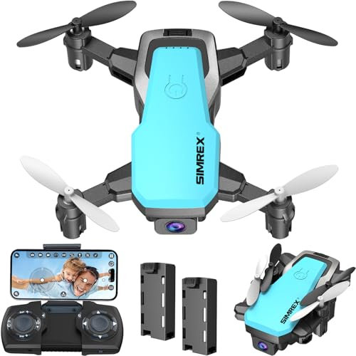 SIMREX X300C Mini Drone with Camera 720P HD, RC Quadcopter Foldable, Altitude Hold, 3D Flip, Headless Mode, Gravity Control and 2 Batteries, Gifts for Kids, Adults, Beginner, Blue