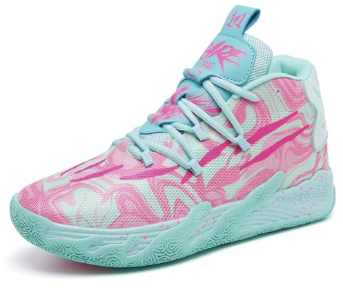 Womens Mens Basketball Shoes Breathable Fashion Colorful High Top Non Slip Outdoor Sport Sneakers for Woman Man Fitness Training Athletic Pink Size 10