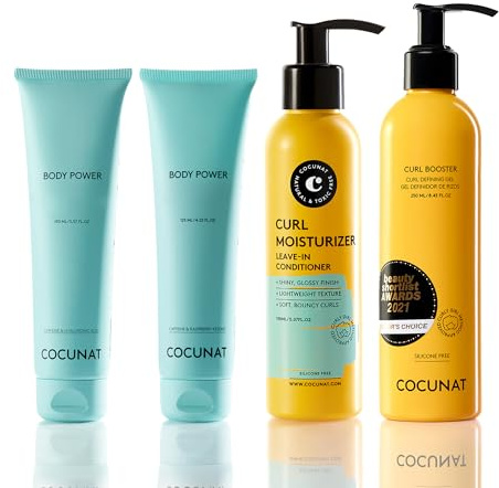 COCUNAT – Body Power + Curly-Methode Pack Starke Anti-Cellulite-Reduktion & Haarpflege-Routine für definierte Locken – Bekämpft Cellulite und Frizz – Strafft die Haut und nährt das Haar