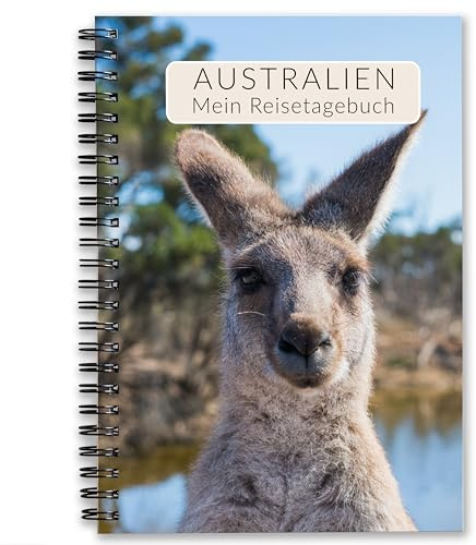 Calmondo Reisetagebuch Australien Geschenk-Idee für Reisende, Work & Travel, Auslandssemester, Camper uvm | interaktives Achtsamkeits-Tagebuch mit Reiseplanung | DIN A5 | Für 3 Wochen | Känguru