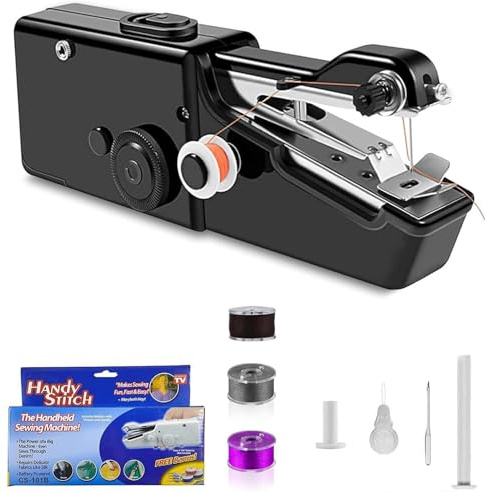 Sewing Machine for beginners, Two Modes, Portable Sewing Machine for Various Fabrics, Quick Clothes Repair for Home DIY & Trave（Black-B1)