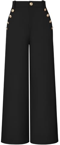 GRACE KARIN Pantalones de Traje de Negocios para Mujer, Elegantes Pantalones Casuales de Pierna Ancha con Bolsillos