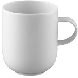 Rosenthal Suomi Weiß Becher mit Henkel - Rund - Ø 7,4 cm, höhe 9,5 cm - 0,350 l, Kaffeebacher, Porzellan Schokobecher Weiss