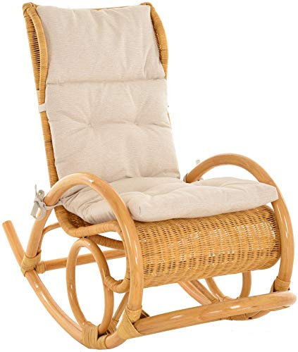 korb.outlet Schaukelstuhl Luxor Natur Rattan Schaukler Relaxsessel Honig Schwingsessel Schaukelsessel (Honig, mit Auflage)