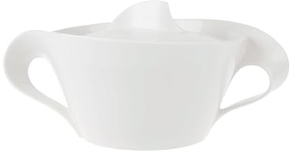 Villeroy & Boch - NewWave Schüssel mit Deckel 2,2 l Weiß, Spülmaschinenfest, Mikrowellensicher, Terrine mit Deckel, Serviergeschirr, Suppenterrine, Salatschüssel, Geschirr, Premium Porzellan