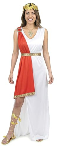 DEGUISE TOI Disfraz de diosa romana toga roja para mujer - M