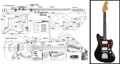Luthiers Supplies Plan of Fender Jazzmaster E-Gitarre – Druck im Maßstab