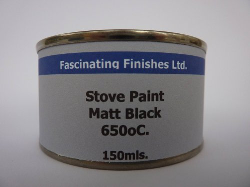Fascinating Finishes Ltd 1 x 150ml Matt Black Heat Resistant Stove Paint For – Wood burner, Stove, Grate, Gas Fire Backs, Woodburners, Log Fires, BBQ, Boilers and similar.