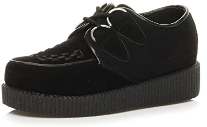 AJVANI Womens Ladies Flat Platform Wedge lace up Goth Punk Creepers Shoes Boots Size.