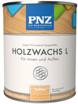 PNZ Holzwachs L für Innen und Außen | lösemitttelfreier Wachsanstrich | Nachhaltig hergestellt mit regionalen Rohstoffen | für alle Hölzer, auch Bienenhäuser, Gebinde:2.5L, Farbe:farblos