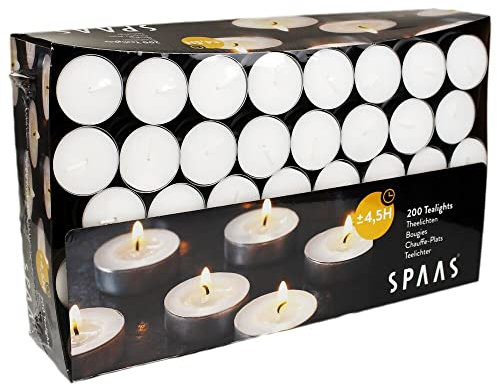 SPAAS Teelichter 200er-Pack, ± 4,5 Stunden - weiß