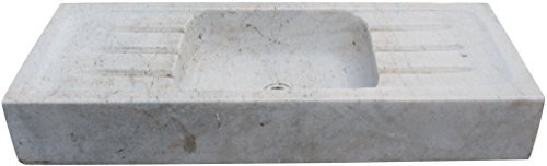 Biscottini Lavandino in marmo L102xPR41xH15 cm, Lavandino da esterno e interno, Lavabo da appoggio pietra, Lavandino cucina
