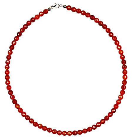 Carneol Schmuck (Halskette) mit facettierten Carneol-Kugeln, Größe ca. 6 mm, 925er Sterling-Silber Verschluss, Modell 307