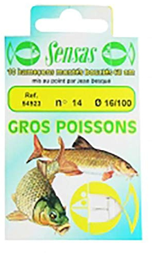 POCHETTE 10 HAMECONS MTES GROS POISSON 14/14 - SENSAS