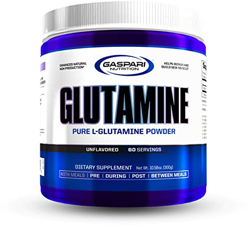Gaspari Nutrition, Glutamine, Pure L-Glutamine Powder, Perfect Pre Workout, Post Workout and Recovery, Micronized Glutamine Powder (60 Servings, Unflavored)