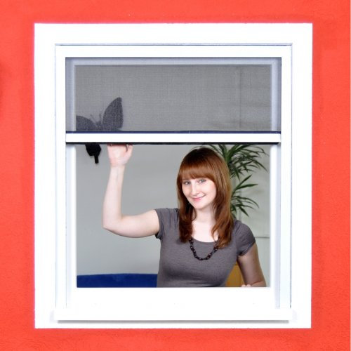 Fliegengitter Rollo für Fenster als PVC-Bausatz mit Fiberglasgewebe Insektenschutz - 125 x 150 cm