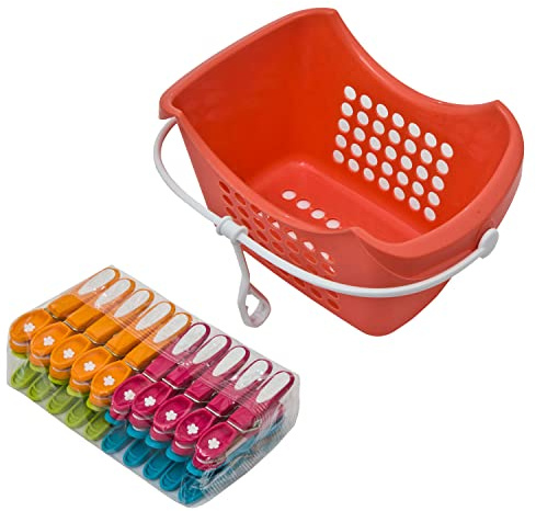 Caraselle Extra Strong Non-Slip Clothes Pegs for Washing Line, Clothes Pegs Strong & Robust your clothes plus items such as Sheets, Blankets & Towels (20 Pack & Peg Caddy Bundle)