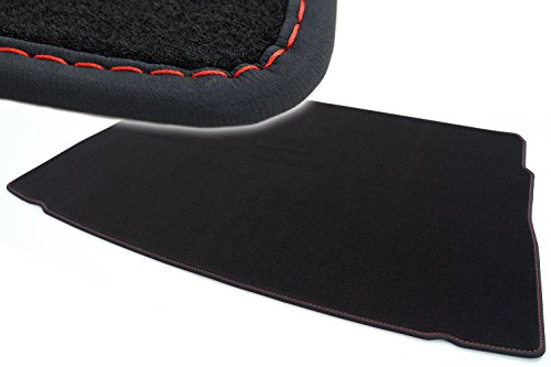 kh Teile Kofferraummatte passend für Golf 7 Velours Automatte Kofferraum Teppich Qualität Nubuk schwarz Ziernaht rot
