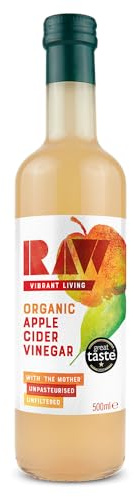 Raw Health Organic Cider Vinegar Unpasteurised with Mother 500 ml, Pack of 6 - Certified Organic, Unfiltered, Raw Apple Cider Vinegar