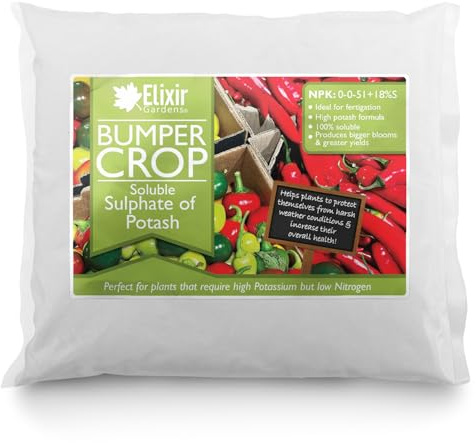 Elixir Gardens Soluble Sulphate of Potash Fruit & Flower Fertiliser | 2kg | Potassium Sulphate SOP Berries Flowers Tomato Food | Available qty from 1kg to 25kg