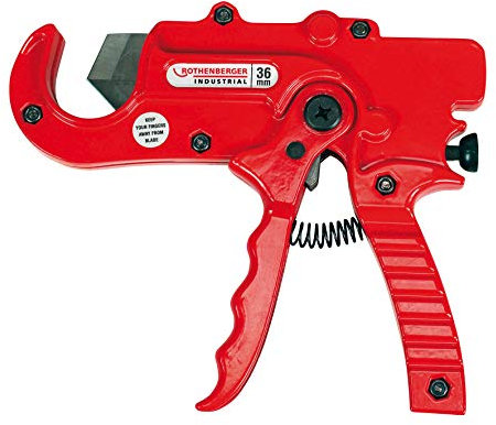 ROTHENBERGER Industrial Kunststoffrohrabschneider Ø 0–36 mm, Rohrschneider für Kunststoff- & Mehrschicht-Verbundrohre, für Sanitär & Heizung, rostfreie Stahlklinge, mit automatischem Klingenzurückzug