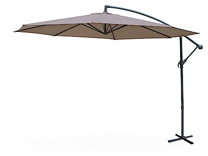 sweeek-Sombrilla redonda, 350cm Pardo - 350x350x250 cm