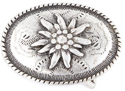 Blumen Edelweiss Gürtelschnalle Tracht : Gürtelschliesse Flora - Buckle Blumen Farbe: silber