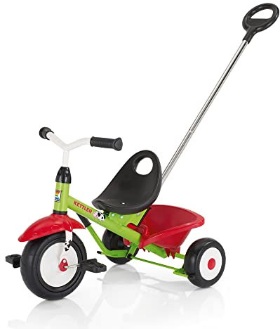 Kettler Funtrike Emma - das coole Dreirad mit Schiebestange - Kinderdreirad für Kinder ab 2 Jahren - stabiles Kinderfahrzeug inkl. kippbarer Sandschale - grün & rot