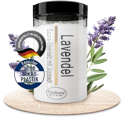 Frankonia BATH & SPA Sauna Salz Peeling Lavendel – 400 g Meersalz-Körperpeeling mit Jojobaöl & Vitamin E – Dusch- & Body Scrub für alle Hauttypen – Vegan & ohne Parabene – ohne Microplastik