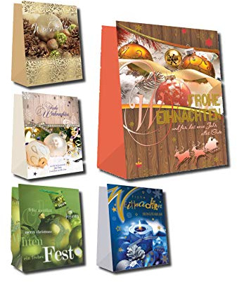Taunus Grußkarten Verlag 10 Geschenktüten Weihnachten LARGE - 5 Motive 22-2309 Geschenktaschen Geschenktüten Tragetaschen