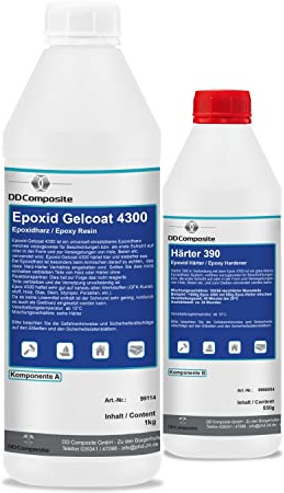Epoxidharz Gelcoat 4300 mit Härter 1,55kg System für Beschichtungen Formbau Kunstharz Resin Osmoseschutz Wassersperrschicht Holzporenfüller